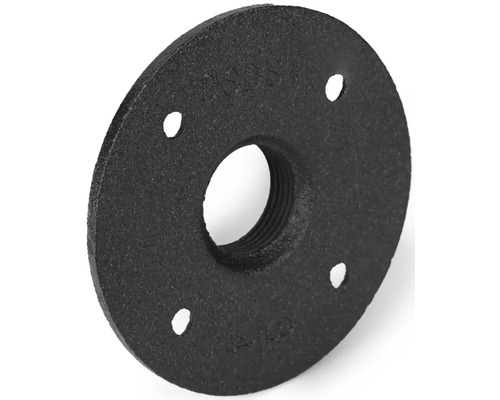 Schwarze Temperguss-Rohrplatte mit vier Befestigungslöchern