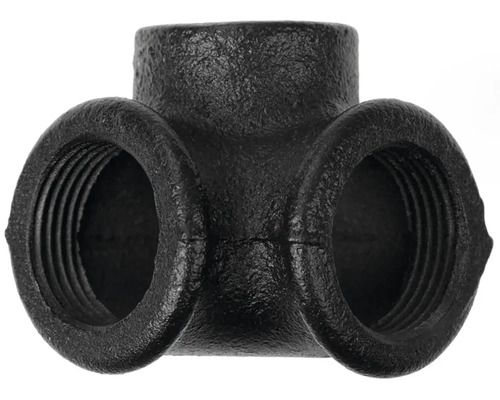 Schwarzes Temperguss-T-Stück mit Innengewinde