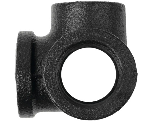 Schwarzes T-Stück aus Temperguss für Rohrverbindungen