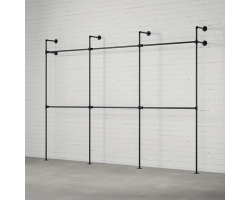 Kleiderständer aus Metallrohr mit zwei Stangen zur Wandmontage