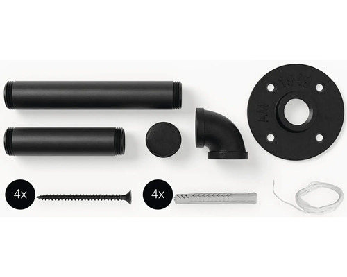 Rohrregalhalterung Set mit Schrauben und Dübeln