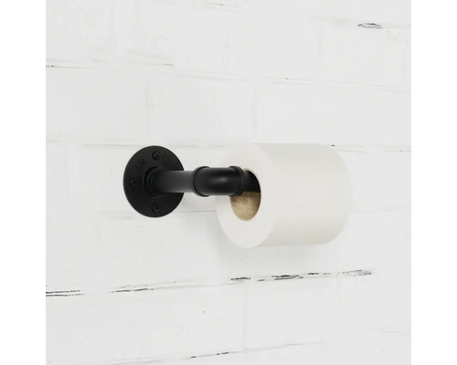 Toilettenpapierhalter aus Metallrohr mit Papierrolle