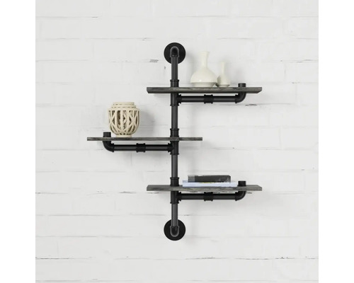 Wandregal mit drei Ablagen und industriellem Design