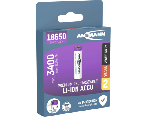 Ansmann 18650 Lithium-Ionen Akku 3400 mAh im Karton