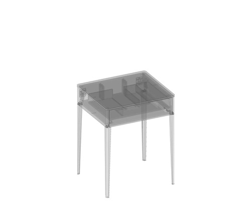 Transparenter Waschtisch aus Kunststoff mit vier Beinen