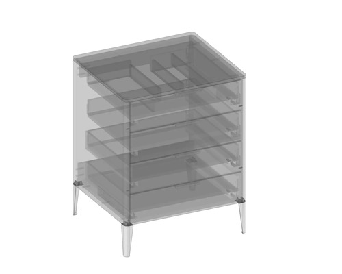 Kommode mit vier Schubladen und Füßen