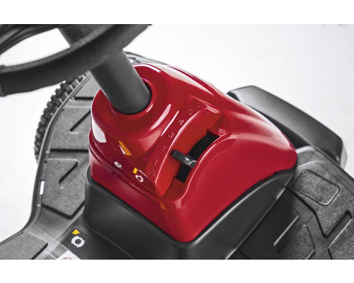 Detailaufnahme des Ganghebels eines Rasentraktors.