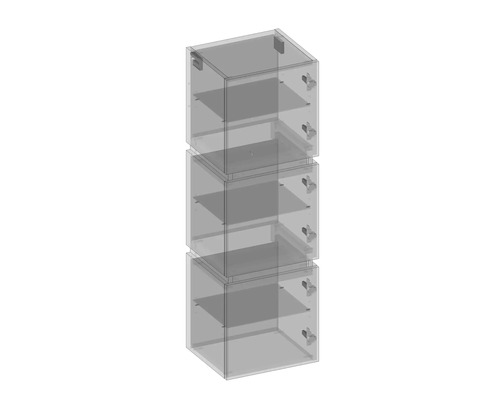Gestapelte transparente Schränke mit Einlegeböden für die Wandmontage
