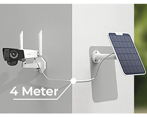 Überwachungskamera mit Solarpanel und vier Meter Kabel zur Stromversorgung