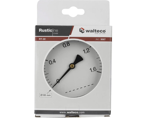 Walteco Rusticline Röhrenmanometer mit einem Durchmesser von 100 Millimeter in Verpackung