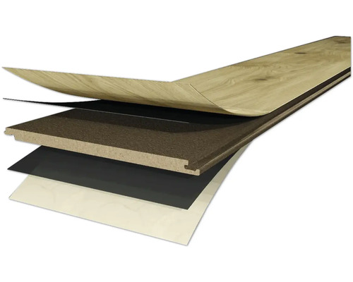 Schichtaufbau eines Laminatbodens im Detail dargestellt