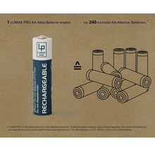 Lumak Pro AA Akku Batterie ersetzt circa 240 normale AA Alkaline Batterien