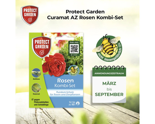 Protect Garden Curamat AZ Rosen Kombi-Set zur Schädlingsbekämpfung und zum Schutz vor Pilzkrankheiten bei Rosen und Zierpflanzen, Anwendungszeitraum März bis September, nicht bienengefährlich