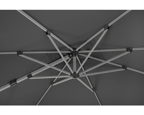 Detailaufnahme des Gestells eines Sonnenschirms
