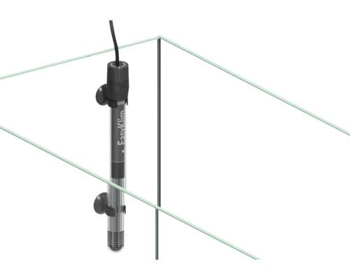 Aquarienheizer im Aquarium mit EasyKlim Logo