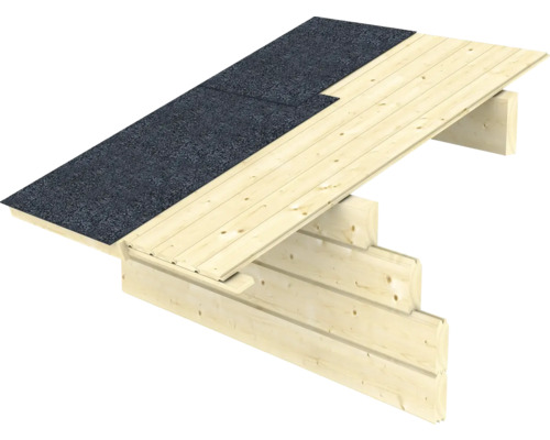 Holzkonstruktion mit Dachpappe auf dem Dach