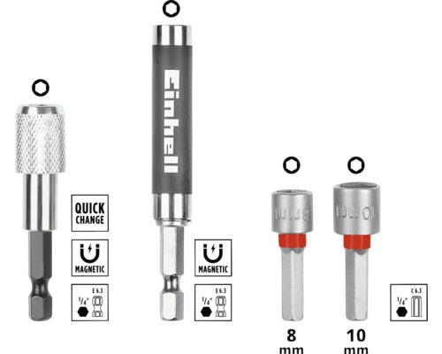 Einhell Bit- und Steckschlüsselsatz mit magnetischen Bithaltern und Schnellwechselfunktion