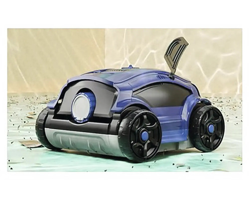 Blauer Poolreinigungsroboter mit Rädern
