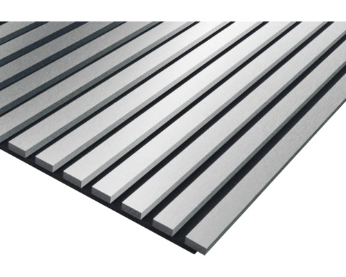 Akustikpaneel Silber gebürstet foliert 2400 x 572 x 19 mm