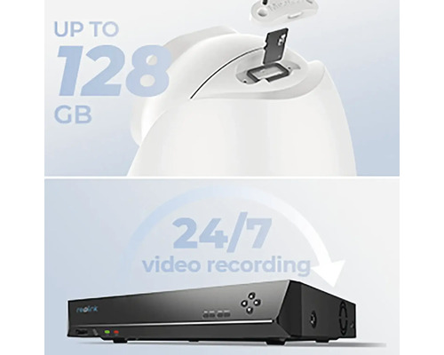 Überwachungskamera mit bis zu 128 GB Speicherkapazität und 24/7 Videoaufzeichnung
