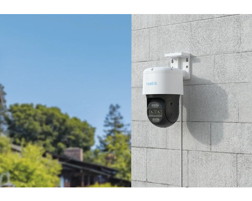 Reolink Logo Sicherheitskamera an einer Wand montiert