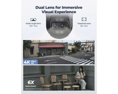 Überwachungskamera mit zwei Objektiven zur visuellen Erfassung großer Bereiche.