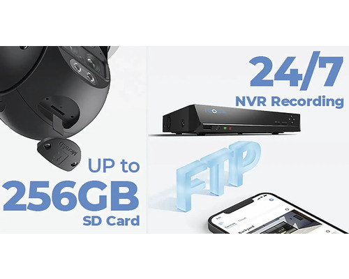 Überwachungskamera mit SD-Karte, Netzwerk-Videorekorder und Smartphone für die 24/7-Aufzeichnung