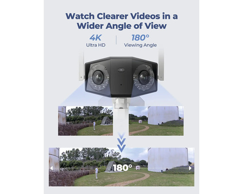Überwachungskamera mit 4K Ultra HD und 180 Grad Betrachtungswinkel