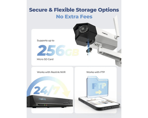 Reolink Überwachungskamera mit Optionen für sichere und flexible Speicherung