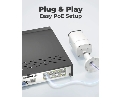 Überwachungskamera mit Netzwerkrekorder für einfache PoE Installation