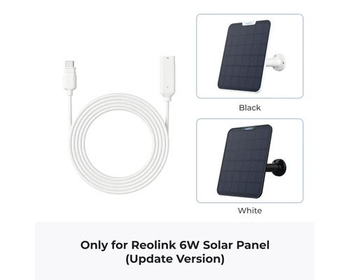 Reolink Solarmodul-Verlängerungskabel und Solarmodule in Schwarz und Weiß