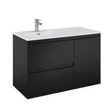 Waschbeckenunterschrank Jungborn DECEM links 100x63,5x45,8 cm ohne Waschbecken schwarz matt