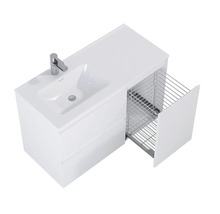 Waschbeckenunterschrank Jungborn DECEM links 100x63,5x45,8 cm ohne Waschbecken weiß matt