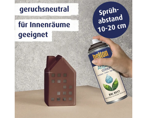 Helton Aqua Farbspraydose mit Hausdekoration, geruchsneutral für Innenräume geeignet, Sprühabstand 10 bis 20 Zentimeter