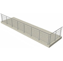 Ansicht einer Geländerkonstruktion auf einer Betonoberfläche