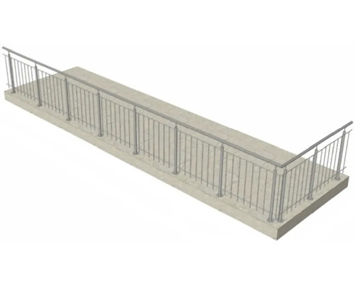 Ansicht einer Geländerkonstruktion auf einer Betonoberfläche