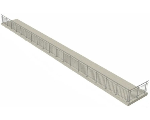 Langer Fußgängersteg mit Geländer