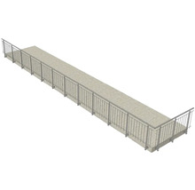 Lange Brücke mit Geländer.