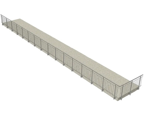 Langer Steg mit Geländer für den Garten