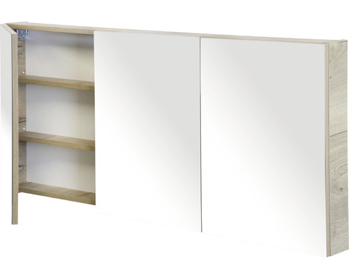 Spiegelschrank mit zwei Türen und offenen Regalen