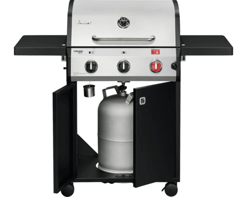 Gasgrill mit drei Brennern, Seitenablagen und Unterschrank
