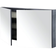 Spiegelschrank mit zwei offenen Türen und Regalböden