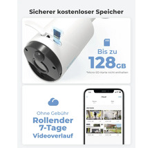 Sichere kabellose Überwachungskamera mit bis zu 128 GB Speicher und rollendem 7-Tage-Videoverlauf