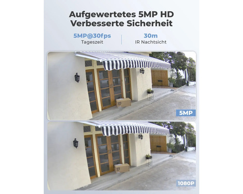 Verbesserte 5 Megapixel HD Sicherheitskamera mit Tag- und Nachtsicht