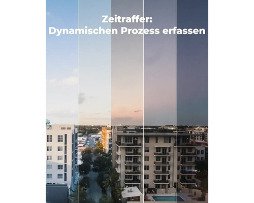 Zeitrafferaufnahme eines dynamischen Prozesses über einer Stadt
