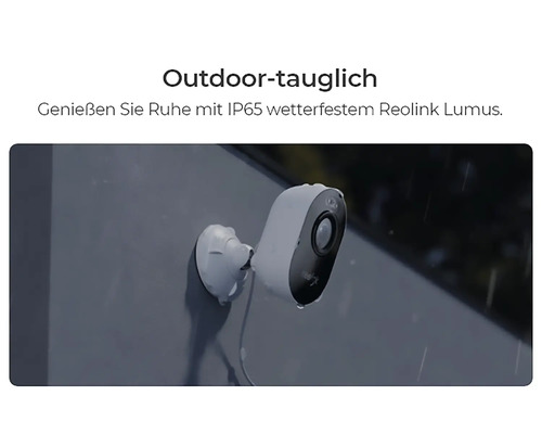 Reolink Lumus Überwachungskamera zur Außenmontage.
