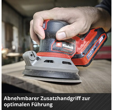 Einhand-Exzenterschleifer von Einhell im Einsatz auf Holz