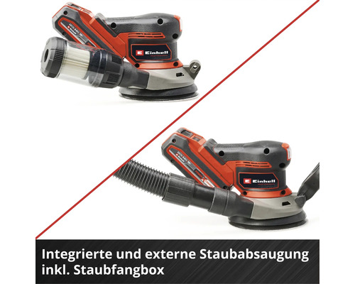 Einhell Akku-Exzenterschleifer mit integrierter und externer Staubabsaugung