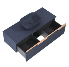 Waschbeckenunterschrank Jungborn Nonus 120x318x45,3 cm ohne Waschbecken navy blau matt