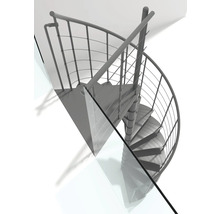 Wendeltreppe aus Metall mit Geländer